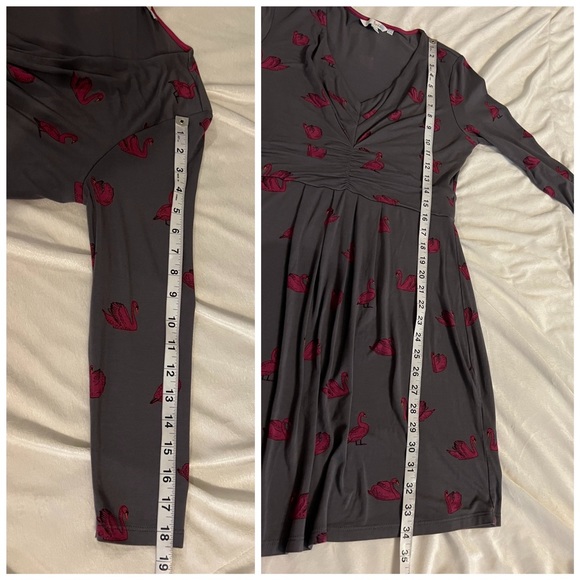 054 Boden Marion swan print dress 6 - Picture 5 of 7